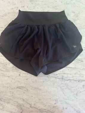 ALO Yoga Black Layered High-Waist Athletic Shorts